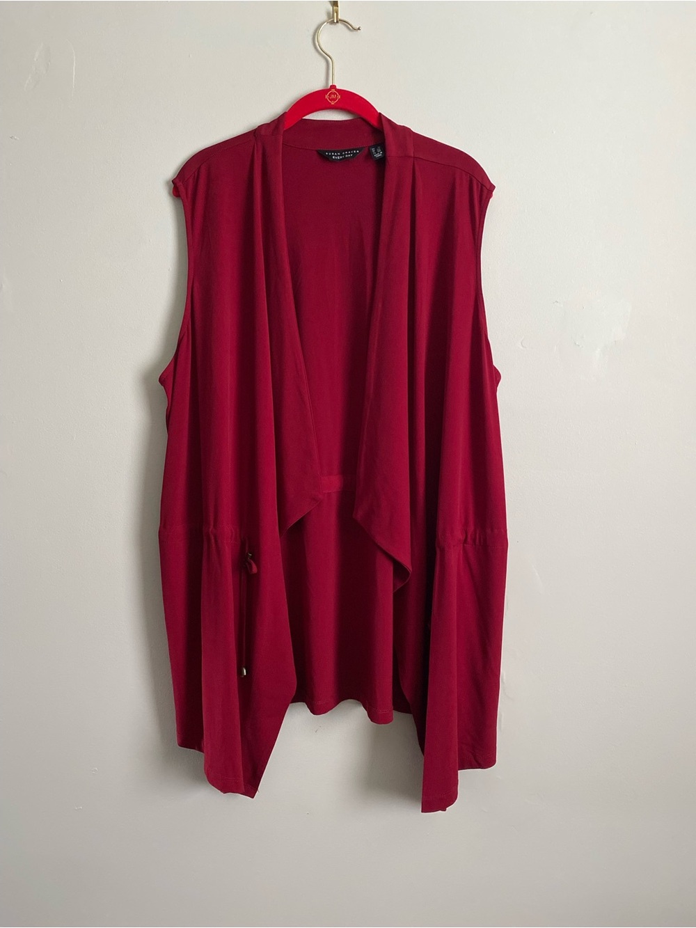 Susan Graver Everyday Liquid Knit Red Vest 2X Lagenlook Chic Casual Travel Boho